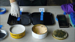 同一時間使用蜜蠟250的模具在差不多2秒后就掉落在桌面上，但使用常規(guī)蠟的模具還是牢牢地穩(wěn)固貼在模具上，附著力十分強，由此可見使用蜜蠟250的脫膜效果更勝一籌。